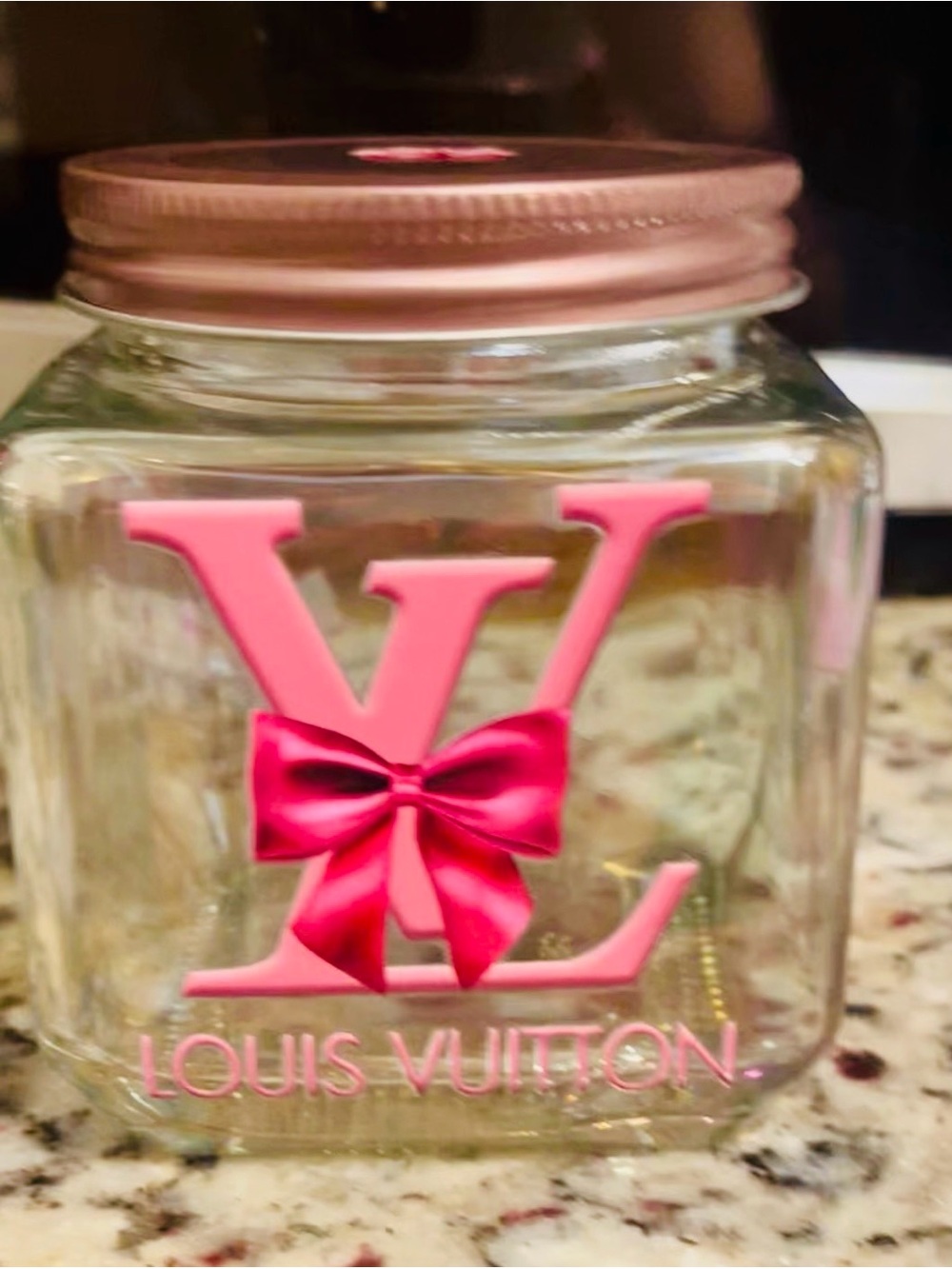 Iridescent Glass Jar Custom Decorated With Lid
